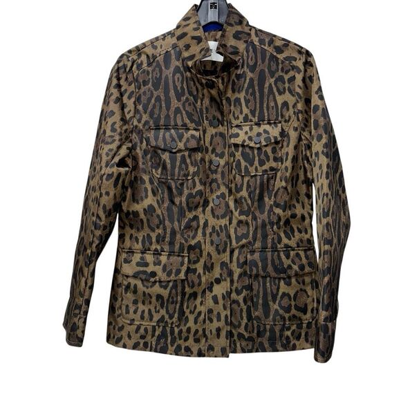 Jane Post $595 Women's Leopard Print Lightweight Nylon Safari Jacket small NWT - Picture 1 of 9